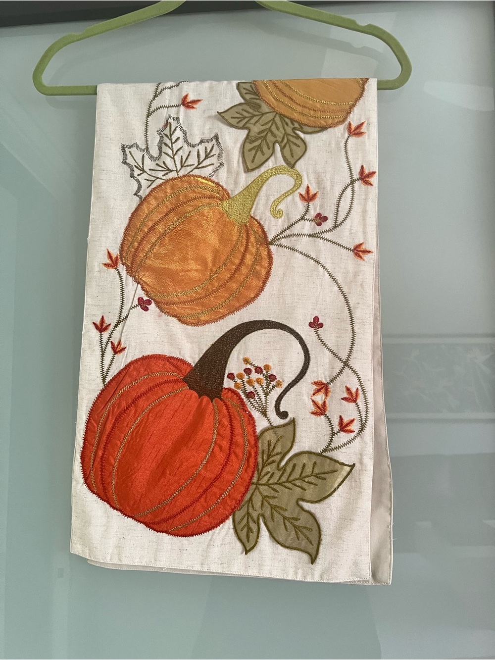 Embroidered Pumpkin Kitchen Table RunneraOrange & Gold Patchwork
